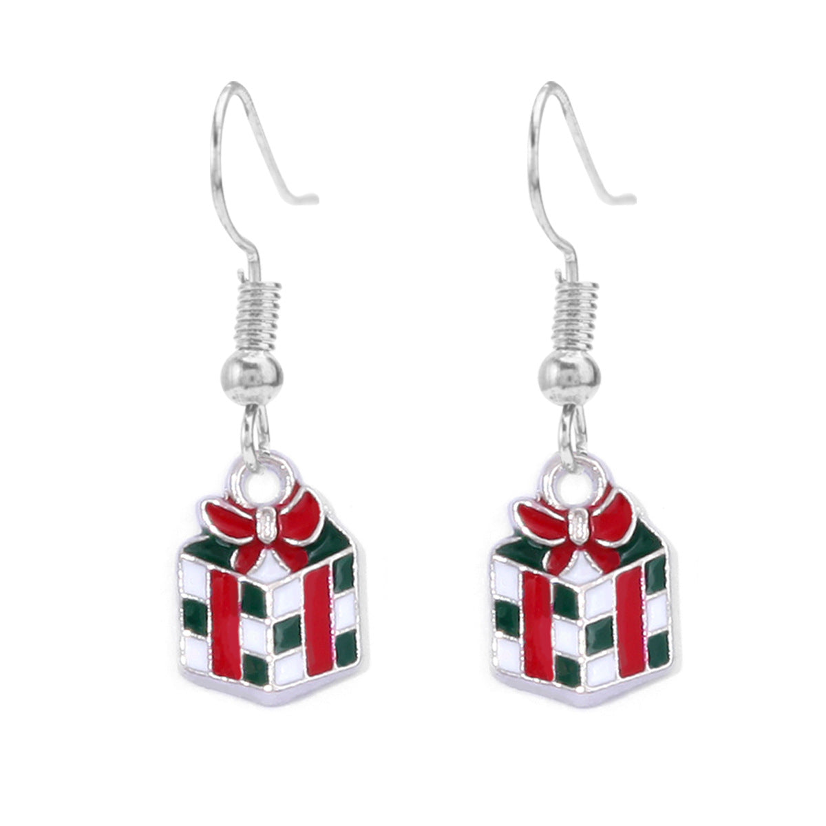 Wholesale Christmas Series Fashion Alloy Christmas Tree Old Man Bell Elk Candy Cane Earrings